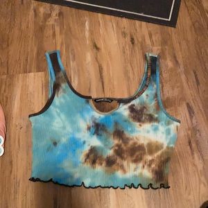 Blue and brown crop top